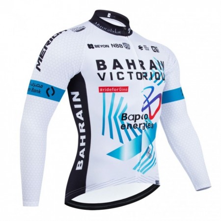 Cykeltrøje Langærmet 2025 Bahrain Victorious Hvid Cykeltrøje Langærmet 2025 Bahrain Victorious Hvid